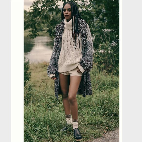 Anthropologie Pilcro Fringe-Collar Cardigan Sweater Jacket